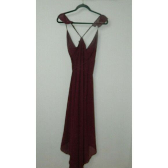 Lulu's Dress Here's to Us Burgundy‎ High-Low Wrap Dress Size X-Small - Picture 2 of 6